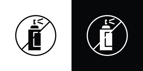 No aerosol spray signs set. Black and white silhouette collection
