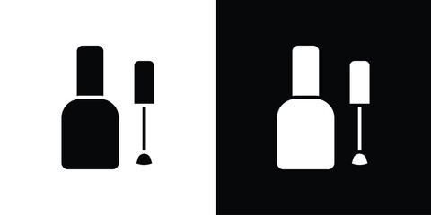 Nail polish icons set. Black and white silhouette collection