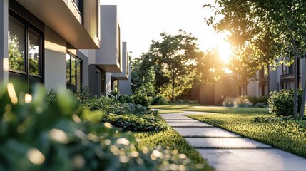 Modern apartment courtyard