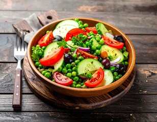 Vegetable Salad on Wooden Table