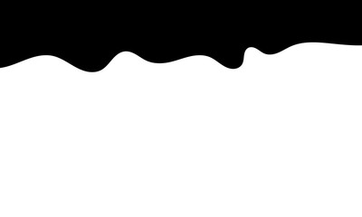 Black liquid drip silhouette abstract border design element for overlays, textures, headers, posters, backgrounds, and modern graphic design projects