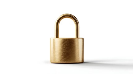 Fototapeta premium Single golden padlock on a white background representing security and protection