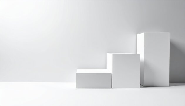 White geometric display platform