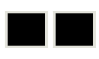 Blank square photo frames pair side by side for scrapbook pages, collages, posters, placeholders, and modern graphic design projects