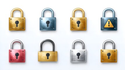 modern icons of diverse padlocks symbolizing security protection and alerts