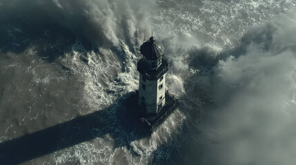 Naklejka premium High-angle aerial view of a large plume of dark smoke rising from a landscape.