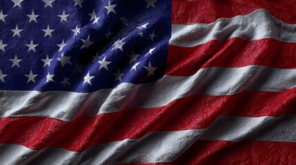 The iconic American flag, with its vibrant red and white stripes and shining stars, symbolizing the nation's patriotism, freedom, and
