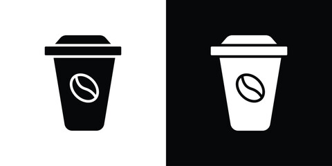 Hot coffee cup icons set. Black and white silhouette collection