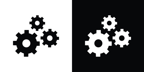 Gear icons set. Black and white silhouette collection