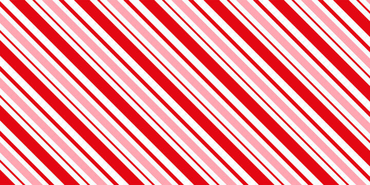 Candy cane Christmas background, peppermint diagonal stripes print seamless pattern