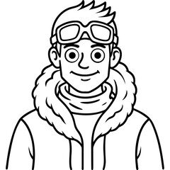 Obraz premium Vintage Aviator Pilot Character, a Retro Line Art Illustration