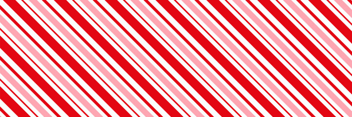 Candy cane Christmas background, peppermint diagonal stripes print seamless pattern