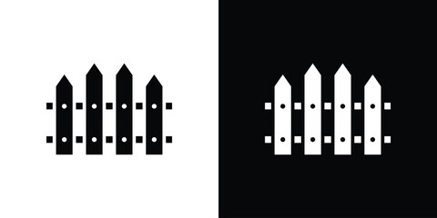 Fence icons set. Black and white silhouette collection