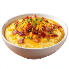 Creamy Grits with Cheddar Cheese and Bacon Crumbles