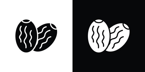 Dry fruit icons set. Black and white silhouette collection