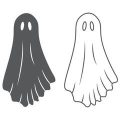Halloween ghost black silhouette set.halloween cartoon ghost black symbol.