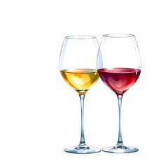 Wine glasses — Watercolor sketch isolated with clear transparent background