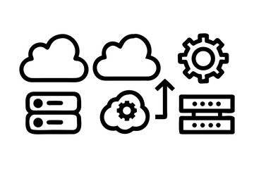 Cloud computing and data management icon
