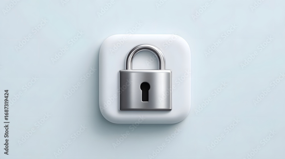 Aufkleber a silver padlock icon on a clean white ui element symbolizing digital security