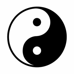 Classic black and white circular Yin and Yang symbol representing duality and balance in ancient Chinese philosophy and Taoism.