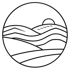 Desert Dunes at Dusk – Line Art Vector