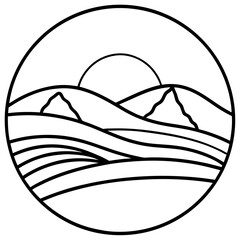 Desert Dunes at Dusk – Line Art Vector