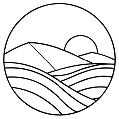 Desert Dunes at Dusk – Line Art Vector