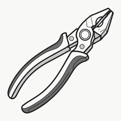 A detailed illustration of a pair of combination pliers with serrated jaws and insulated handles on a white background