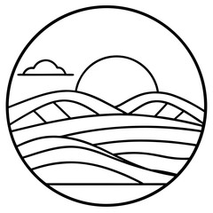 Desert Dunes at Dusk – Line Art Vector