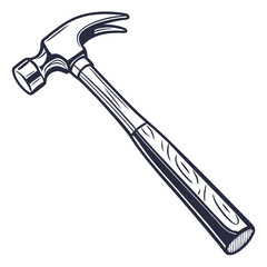 Classic claw hammer with wooden handle isolated on white background for construction and diy projects