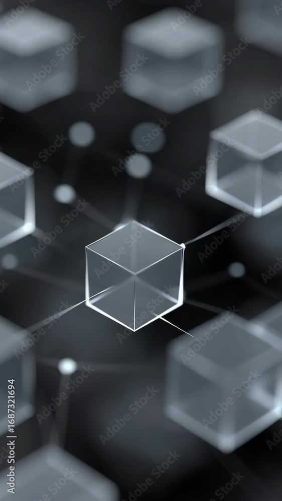 Aufkleber abstract representation of digital connections with transparent cubes and data points in a networked