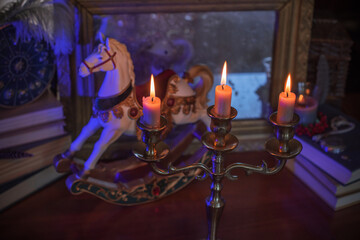Horse Figurine in Candle Holder. Astrology and Year of the Horse Symbol