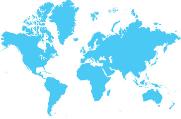 World Map Blue Editable With Country Lines Stroke Turned Off