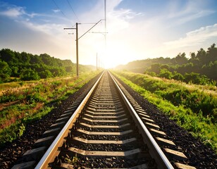 Railroad Tracks at Sunset