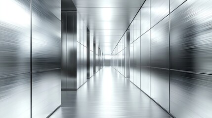 Metallic hallway interior