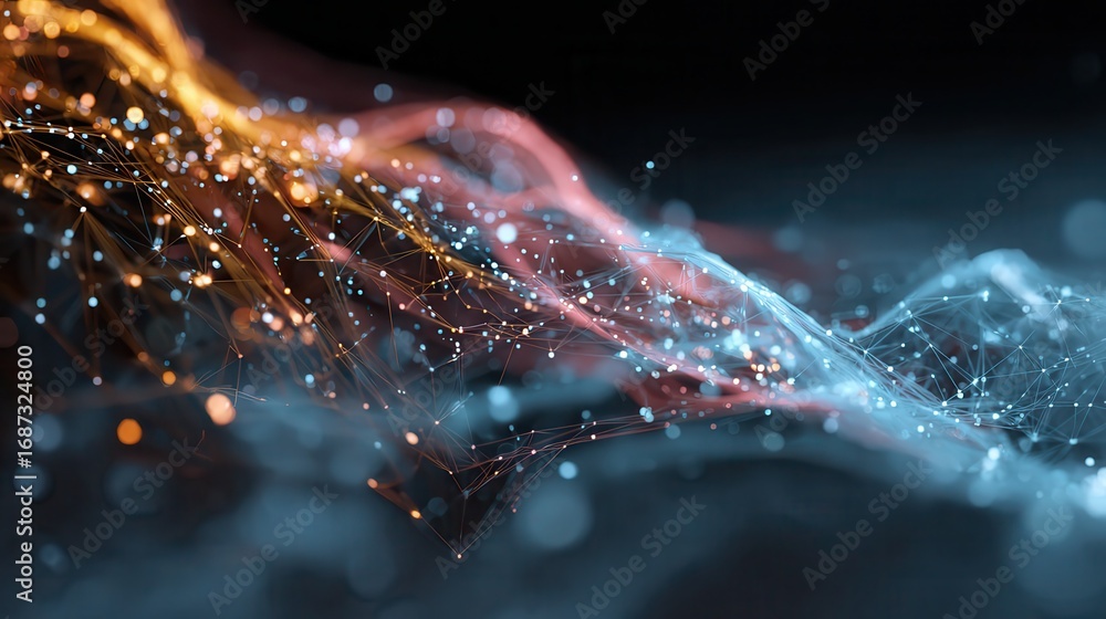 Poster abstract digital data stream visualization.