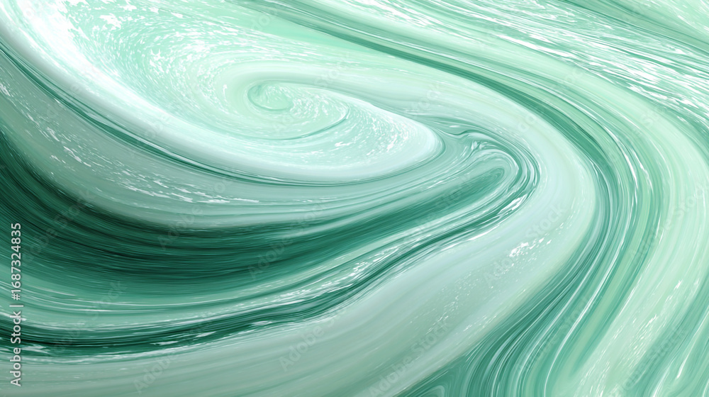 Aufkleber abstract swirls of light and dark turquoise paint creating a mesmerizing pattern