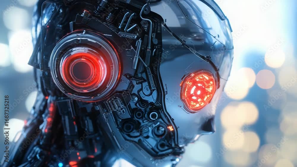 Poster futuristic robot showing artificial intelligence and technological advancement