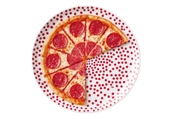 Pizza on a patterned plate