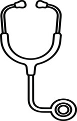 Stethoscope line art vector illustration for healthcare, medical diagnostics, doctor tools, heart and lung checkup, hospital equipment, and medicine symbol