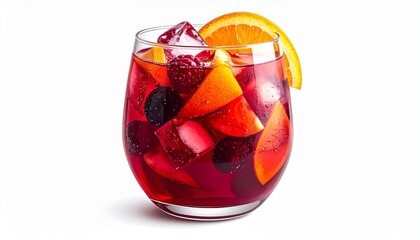glass of juice and pomegranate on the white background 