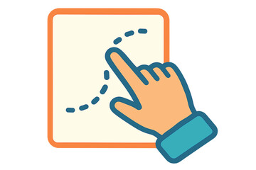 Hand drawing a dotted line on a touchscreen tablet interface Tracing span