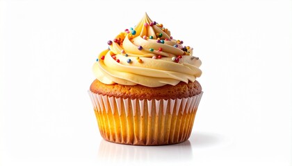 birthday cupcake with candle on the white background 