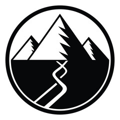 hiking trail mountain vector icon