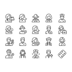Fototapeta premium Collection of diverse profession icons representing different people and jobs