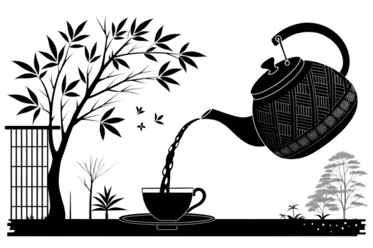 teapot and cup of tea - Powered by Adobe