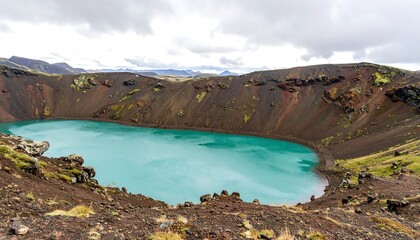 Volcanic Crater Lake in Iceland