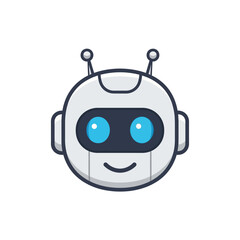 Fototapeta premium Smiling Cartoon Robot Head with Antennae and Blue Eyes