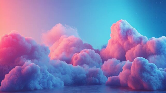 Dreamy pink and blue cloudscape at dusk
