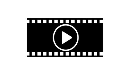Film strip play button vector illustration, video player icon